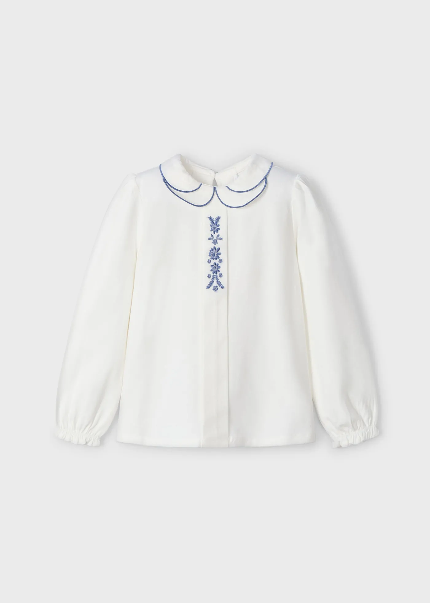 Cheap Blusa punto liso cuello bordado niña Blusas Y Tops