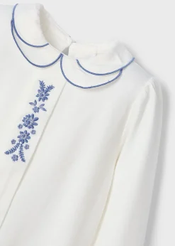Cheap Blusa punto liso cuello bordado niña Blusas Y Tops