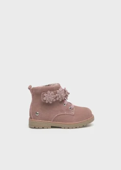 Shop Botín serraje flores bebé Botas Y Botines|Botas Y Botines