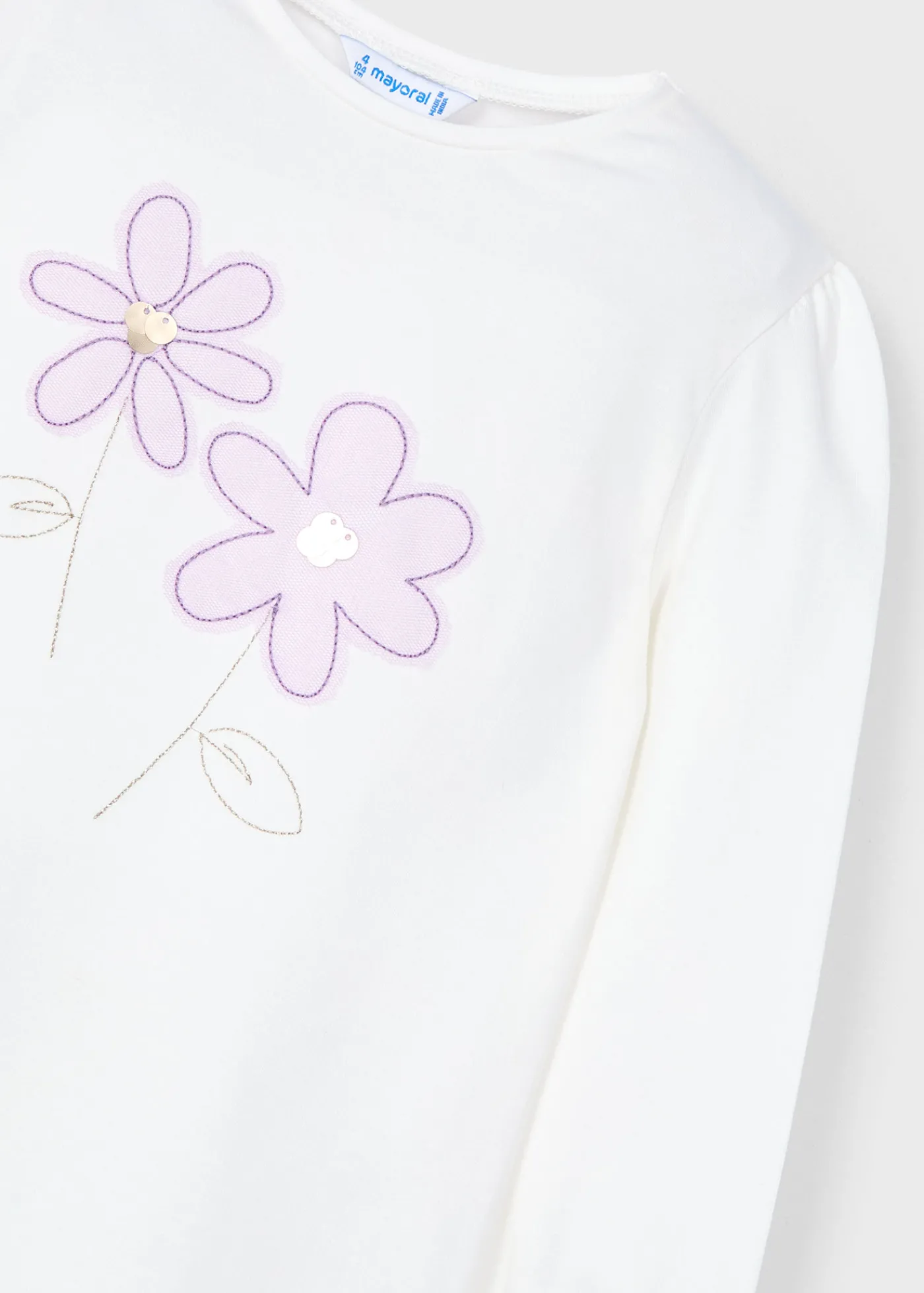 Online Camiseta aplique flores niña Camisetas Y Polos