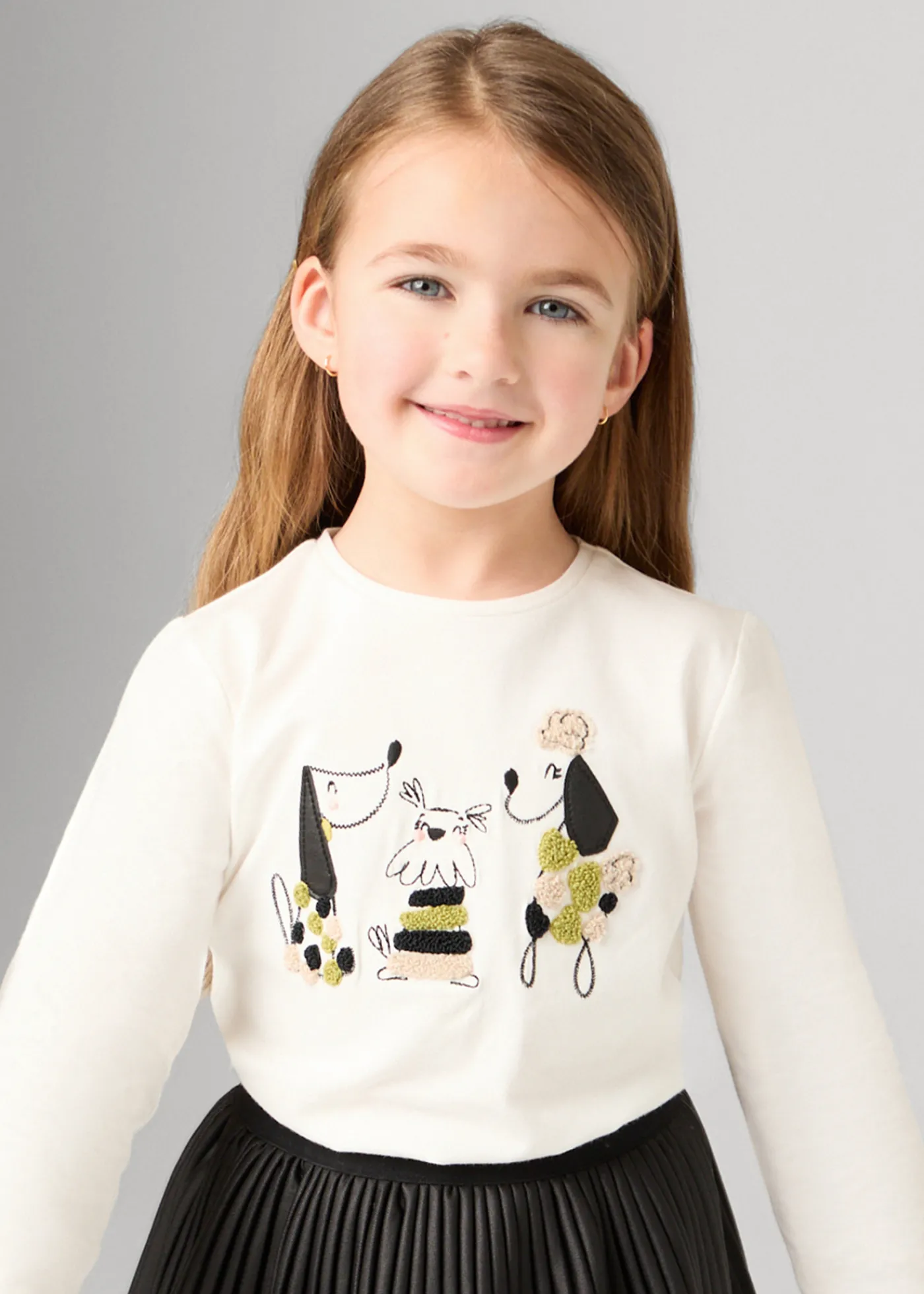 Online Camiseta bordados perros niña Camisetas Y Polos