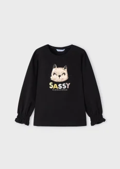 Flash Sale Camiseta manga fruncida gato niña Camisetas Y Polos