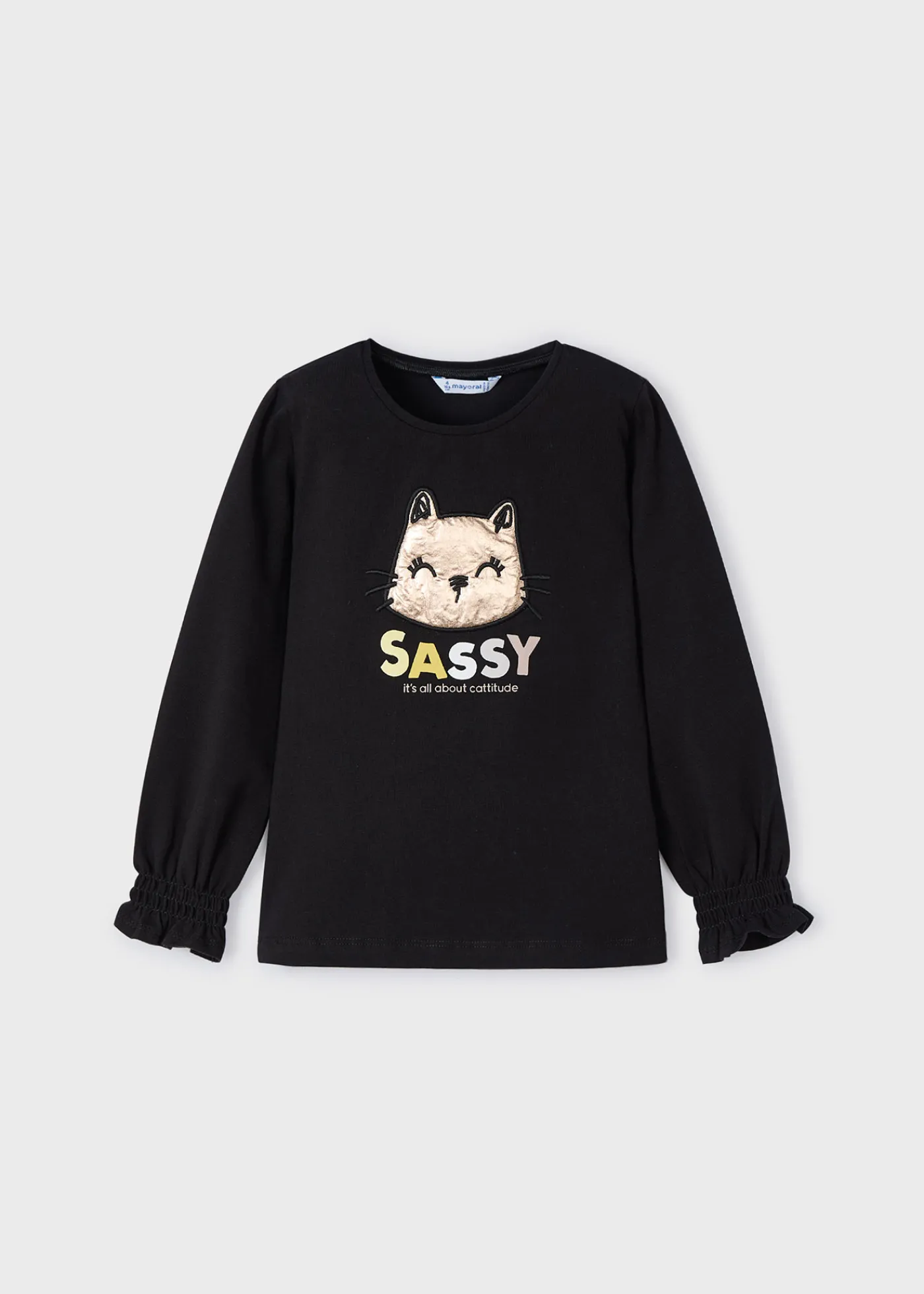 Flash Sale Camiseta manga fruncida gato niña Camisetas Y Polos