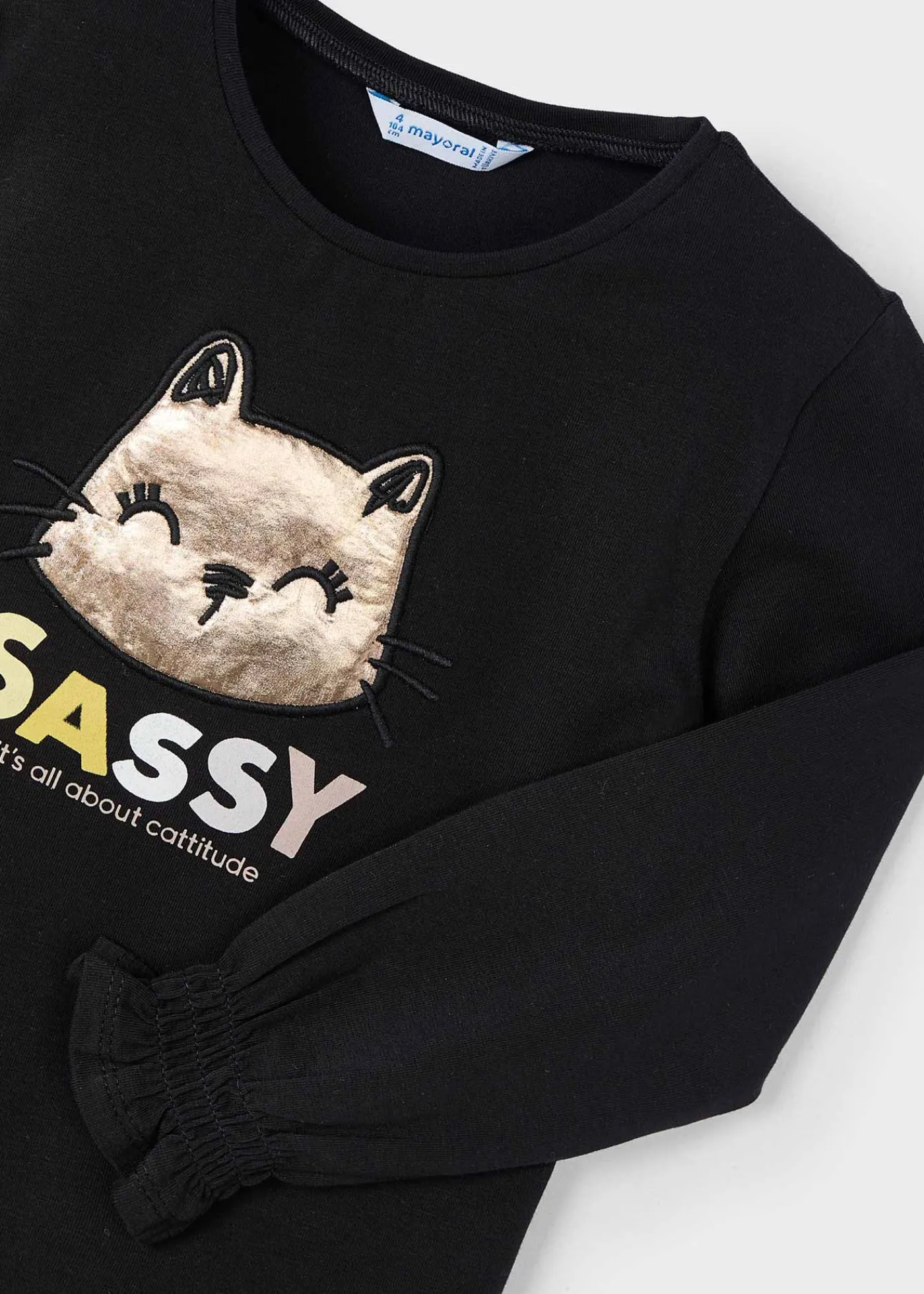 Flash Sale Camiseta manga fruncida gato niña Camisetas Y Polos