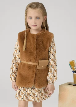 Best Chaleco pelo con cinturón niña Abrigos Y Chaquetas