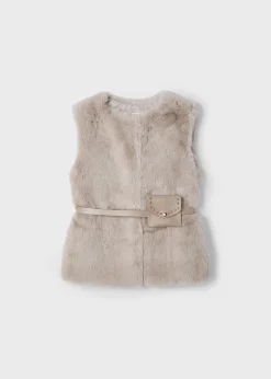 Cheap Chaleco pelo con cinturón niña Abrigos Y Chaquetas