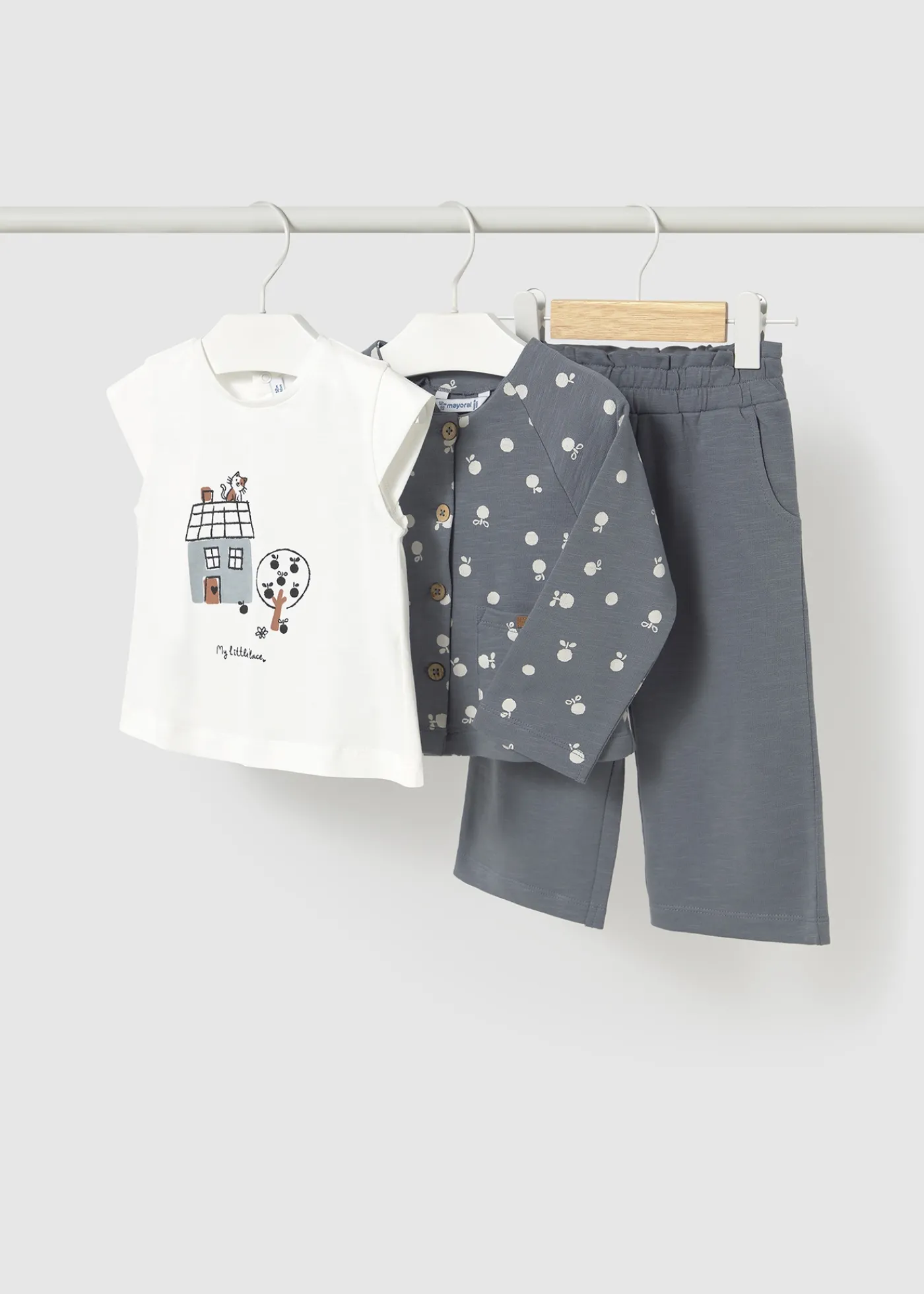 Cheap Conjunto 3 piezas con chaqueta estampada bebé Conjuntos