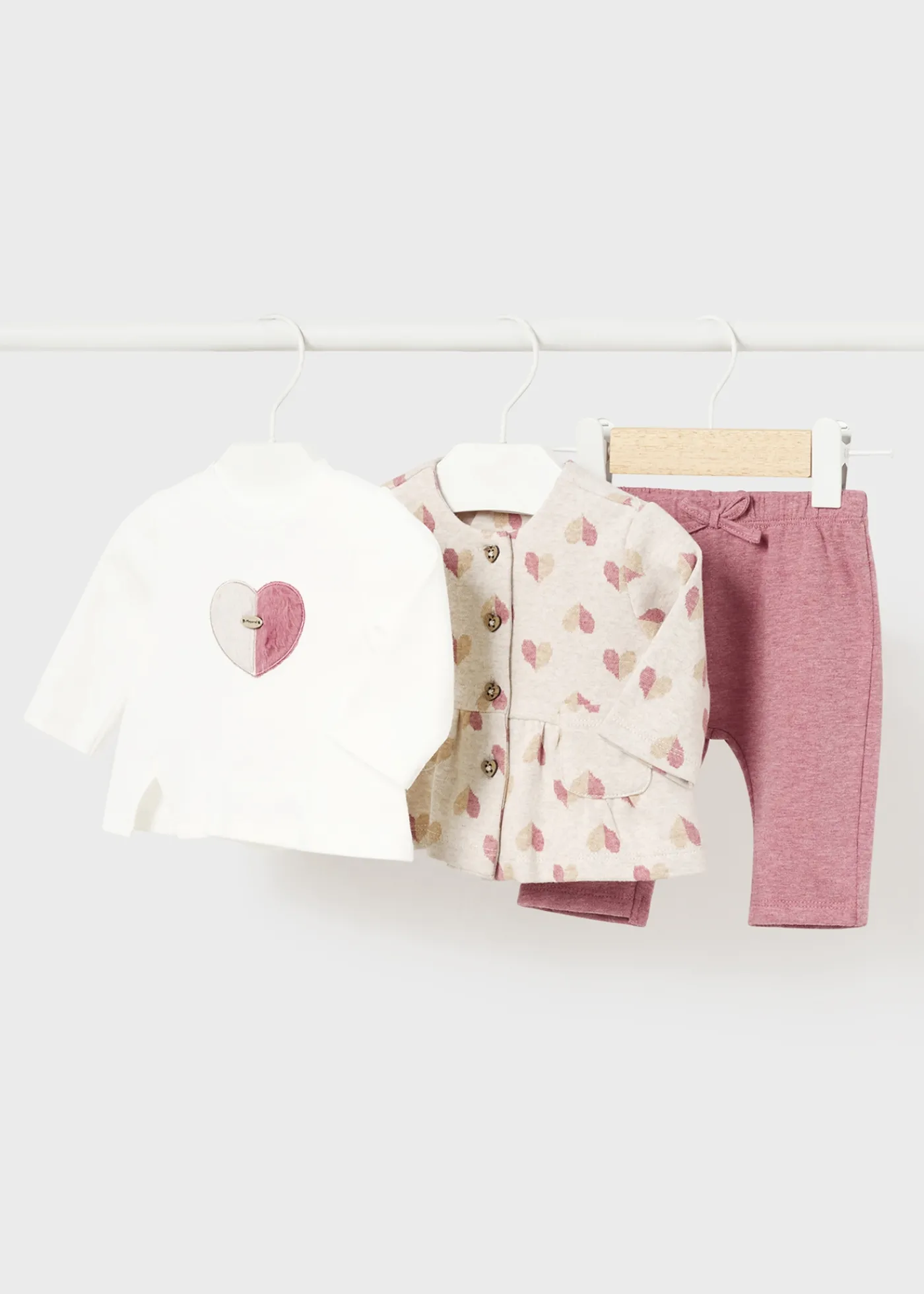 Best Sale Conjunto 3 piezas corazones recién nacida Conjuntos