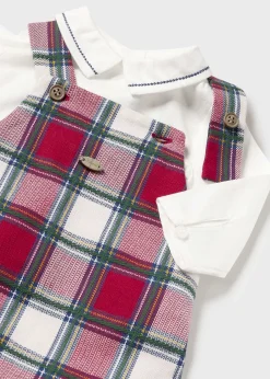 Shop Conjunto 3 piezas peto cuadros recién nacido Conjuntos