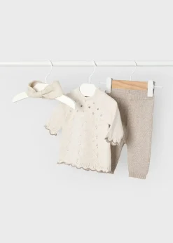 Clearance Conjunto 3 piezas tricot recién nacida Conjuntos