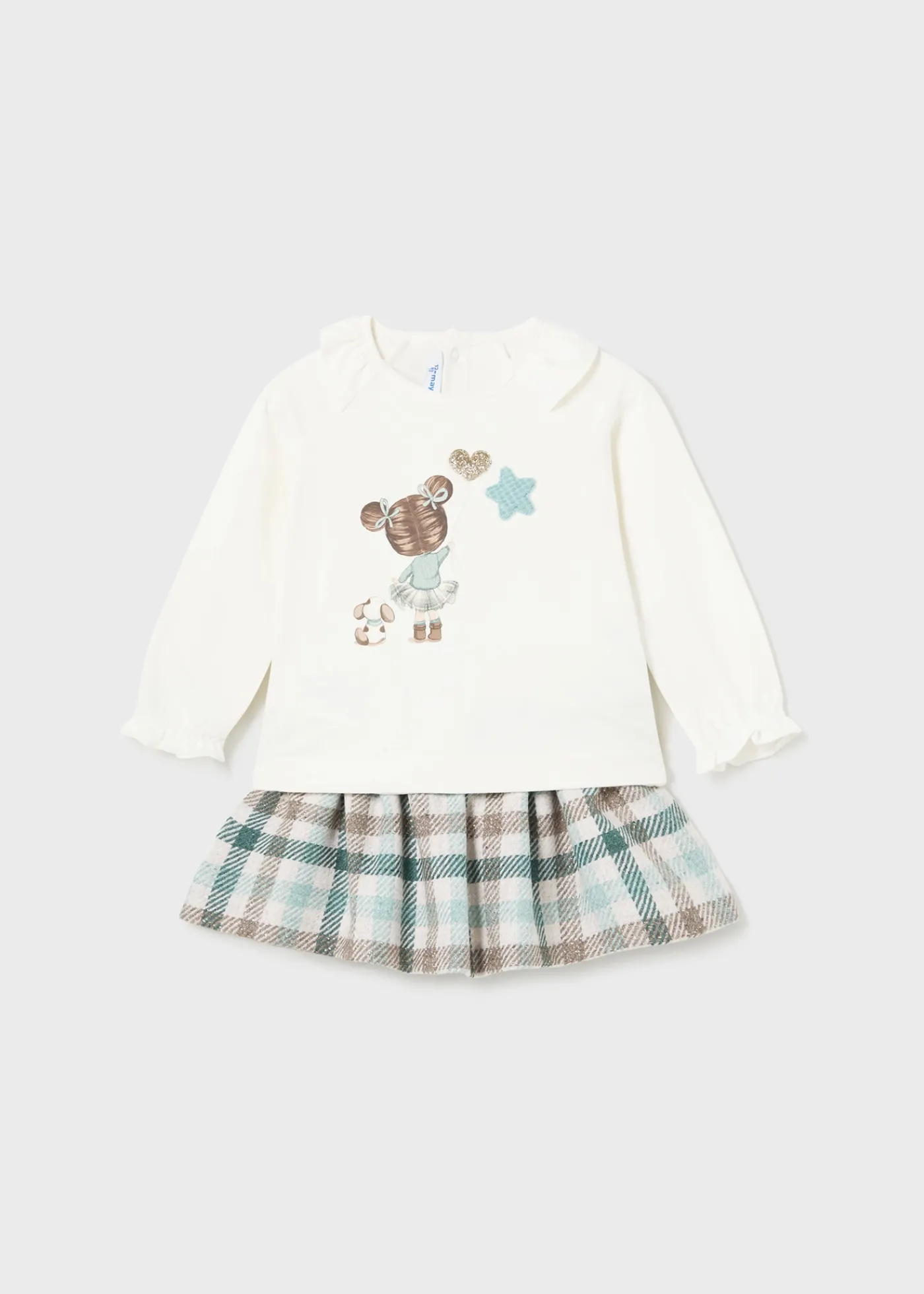 Best Sale Conjunto falda cuadros y camiseta bebé Conjuntos