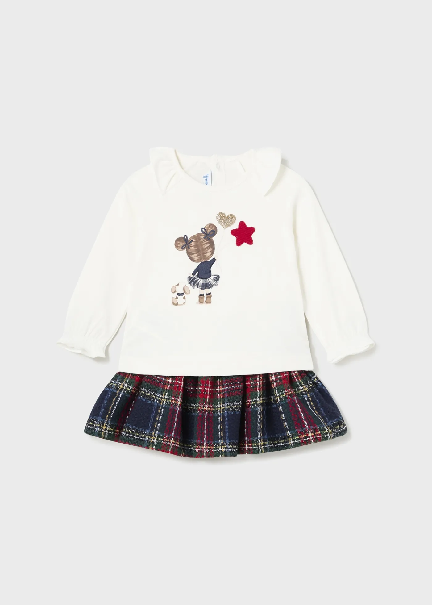 Shop Conjunto falda cuadros y camiseta bebé Conjuntos