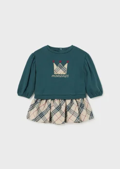 Shop Conjunto falda cuadros y sudadera bebé Conjuntos