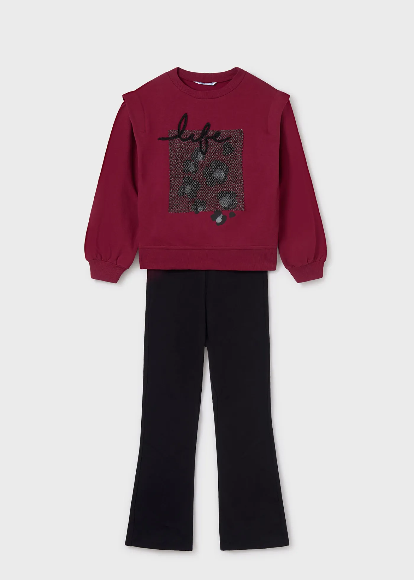 Store Conjunto legging acampanado y sudadera chica Conjuntos