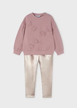 Online Conjunto legging metalizado y sudadera niña Conjuntos