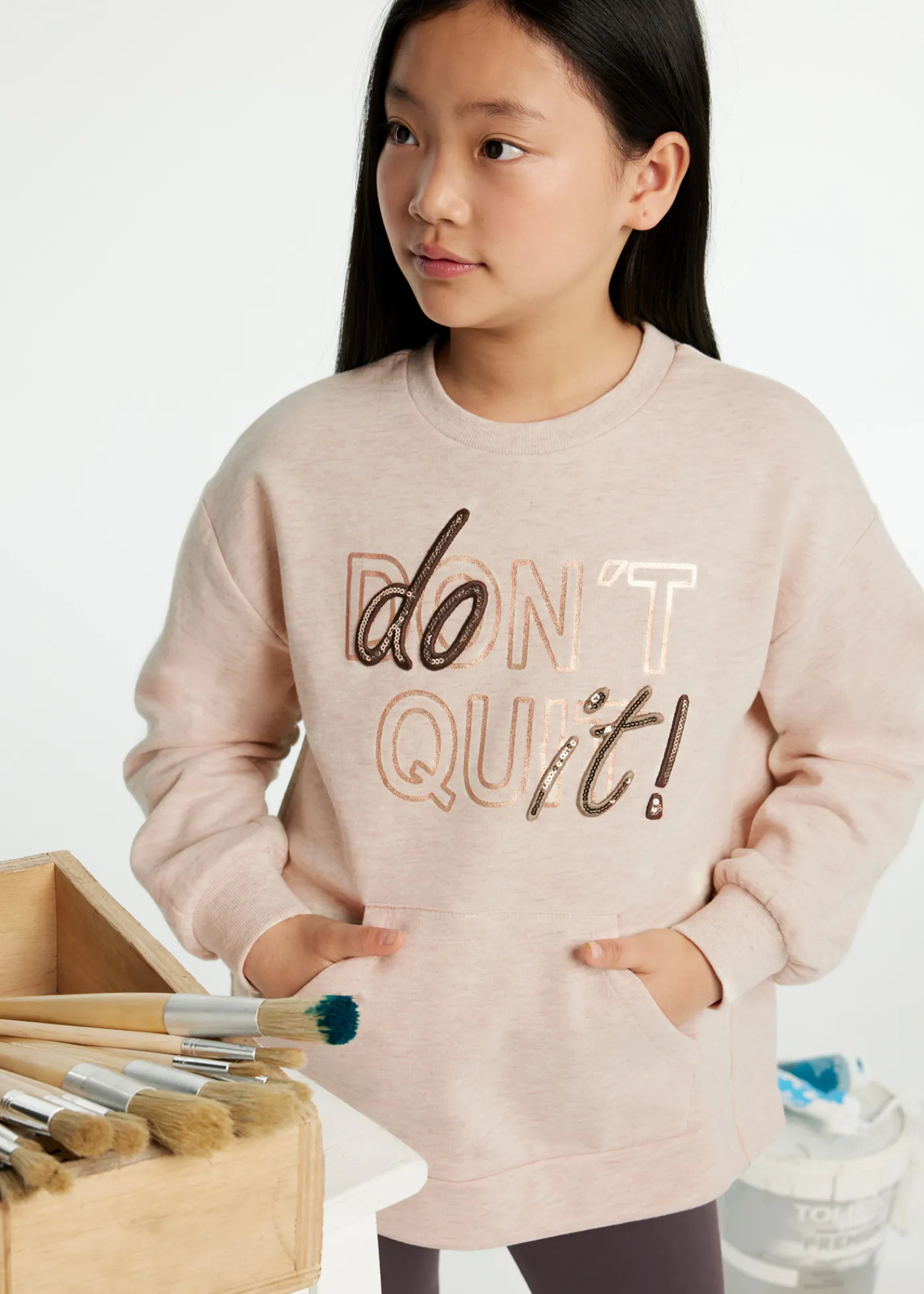 Cheap Conjunto legging y sudadera texto chica Conjuntos