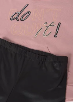 New Conjunto legging y sudadera texto chica Conjuntos