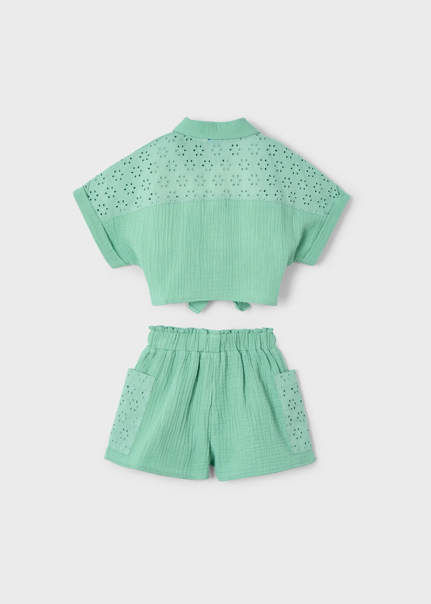 Store Conjunto pantalón corto perforado y blusa niña Conjuntos