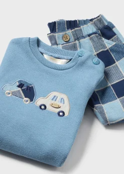 Discount Conjunto pantalón cuadros y sudadera recién nacido Conjuntos