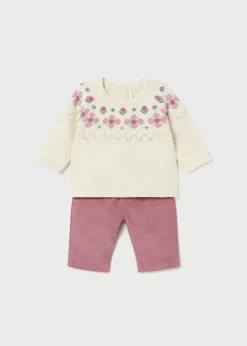 Clearance Conjunto pantalón pana y jersey recién nacida Conjuntos