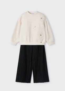 Online Conjunto pantalón plisado y sudadera niña Conjuntos