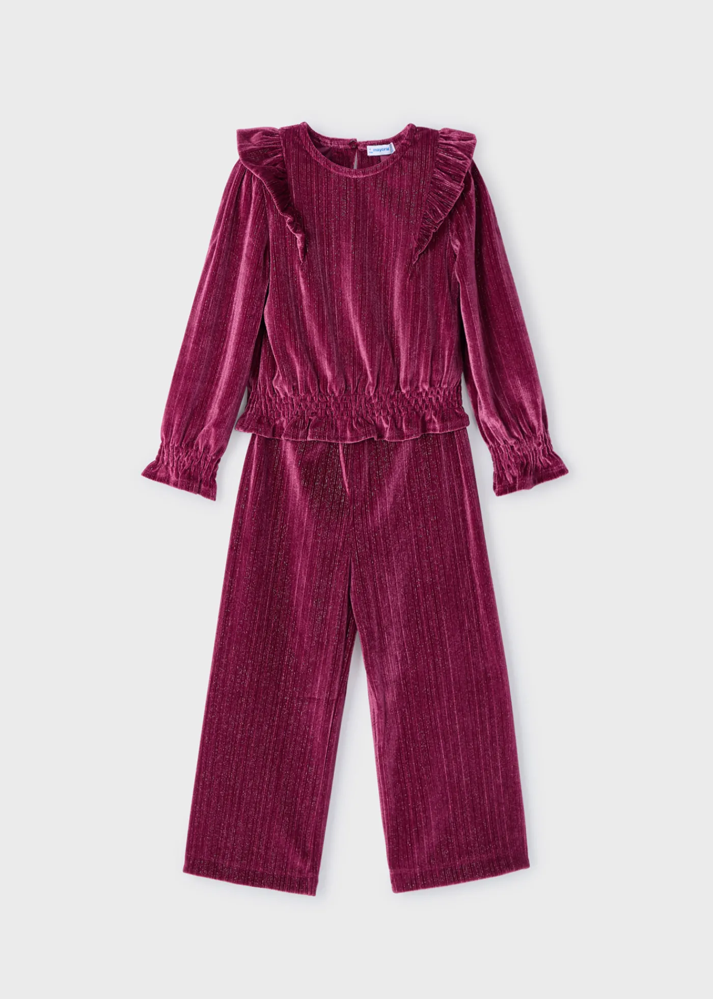 Store Conjunto pantalón y blusa terciopelo niña Conjuntos