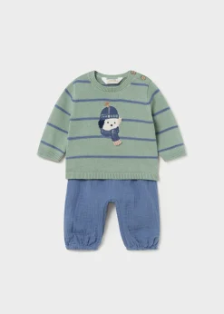 Best Sale Conjunto pantalón y jersey animalito recién nacido Conjuntos