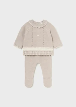 Sale Conjunto polaina y jersey tricot recién nacida Conjuntos