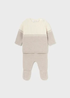 Best Sale Conjunto polaina y jersey bicolor recién nacido Conjuntos