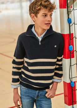 Online Jersey rayas cuello cremallera chico Jerséis