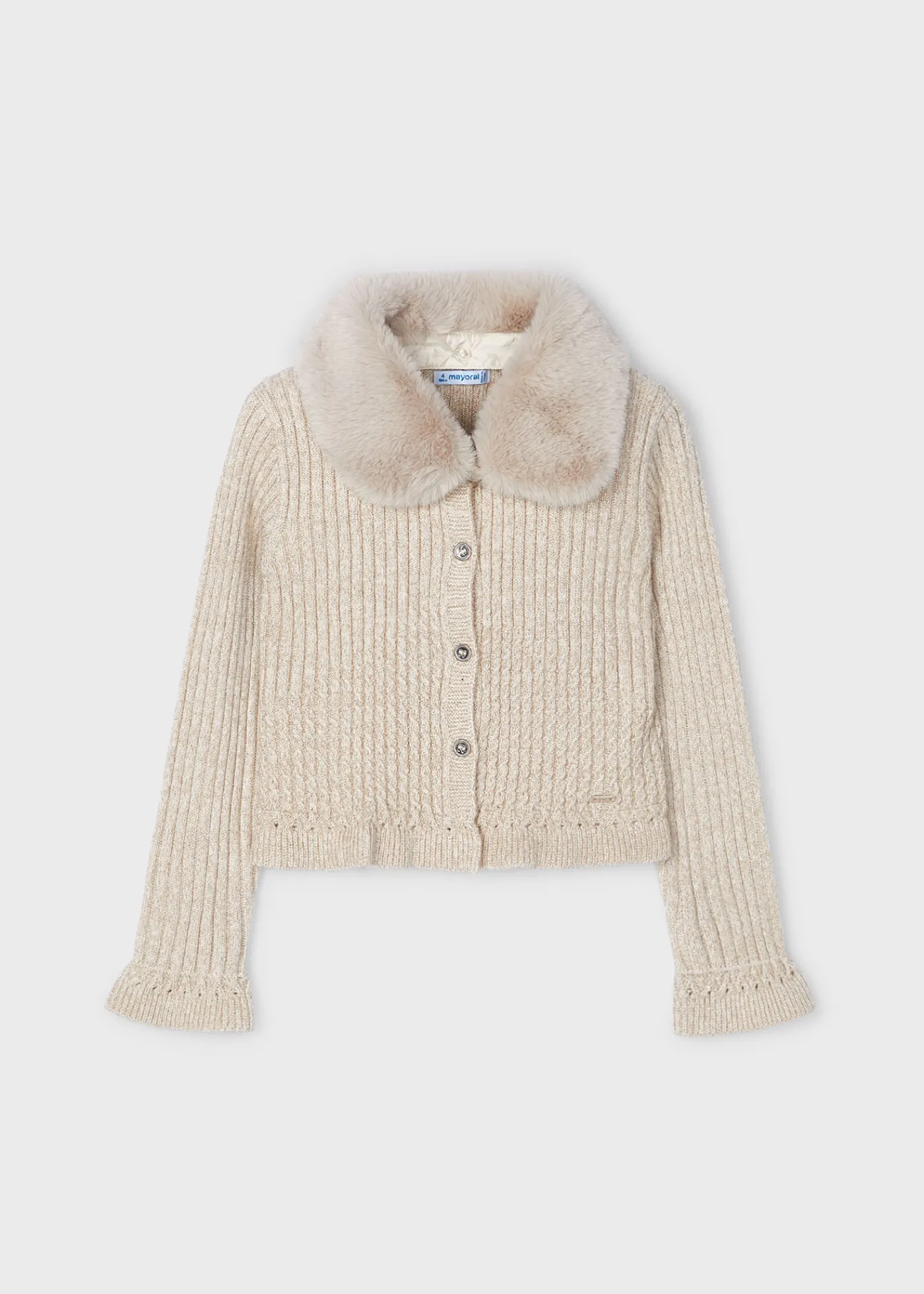 Fashion Rebeca tricot cuello pelo niña Rebecas Y Chaquetas De Punto