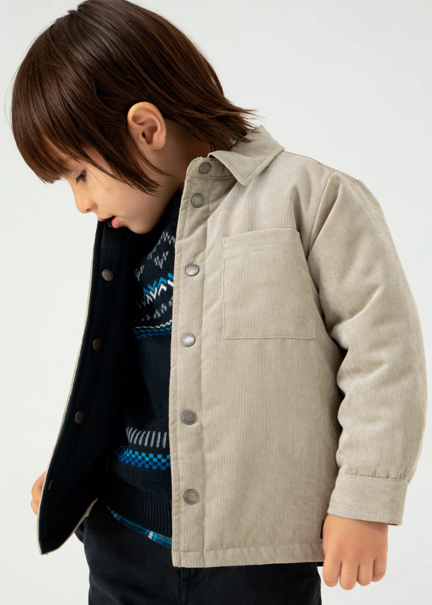 Cheap Sobrecamisa reversible pana niño Camisas
