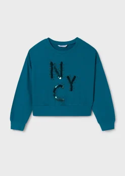 New Sudadera apliques letras chica Jerséis Y Sudaderas