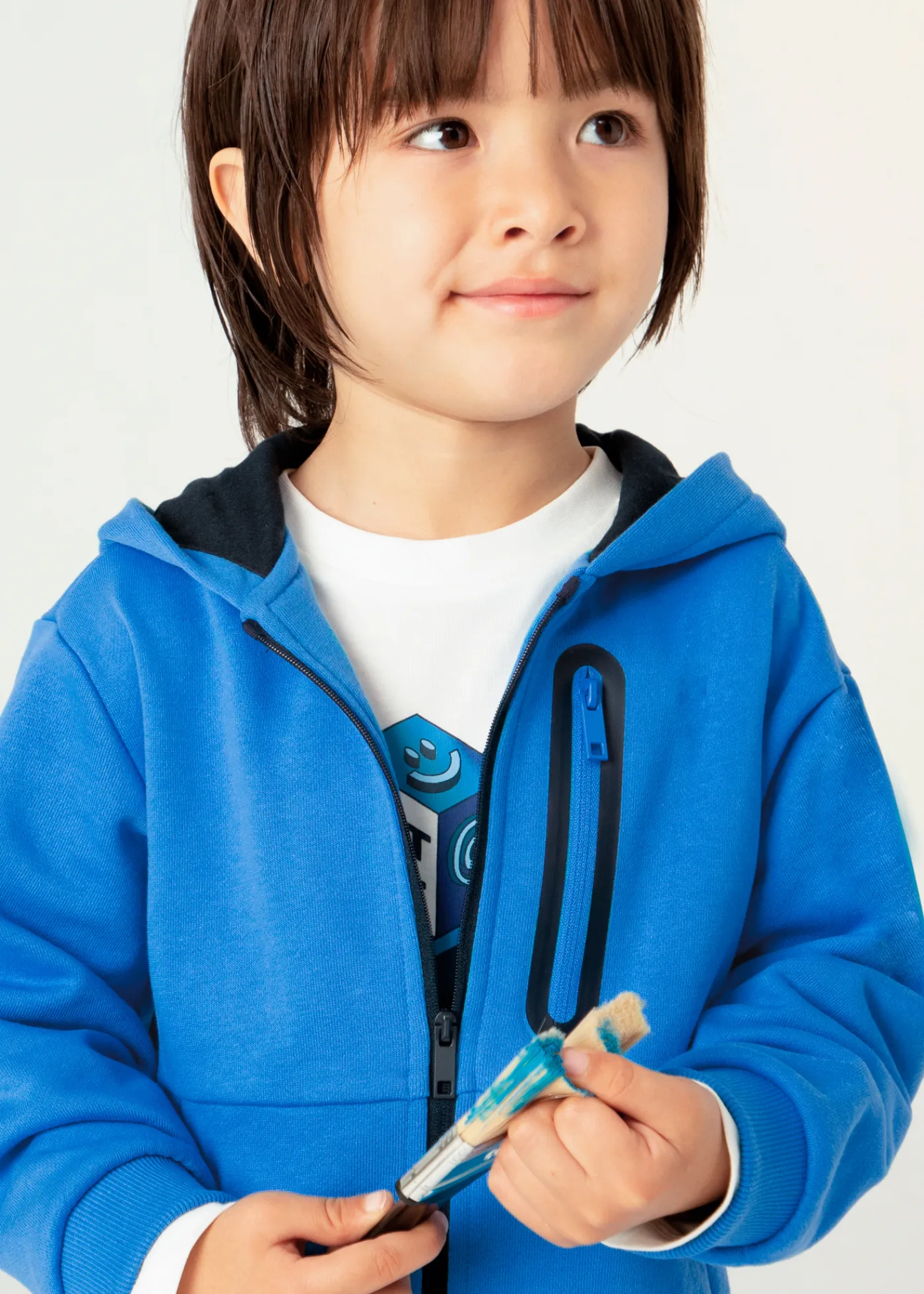 Discount Sudadera cremallera contraste niño Sudaderas