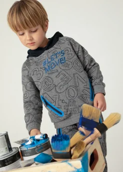 Shop Sudadera estampada capucha contraste niño Sudaderas