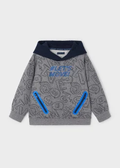 Shop Sudadera estampada capucha contraste niño Sudaderas