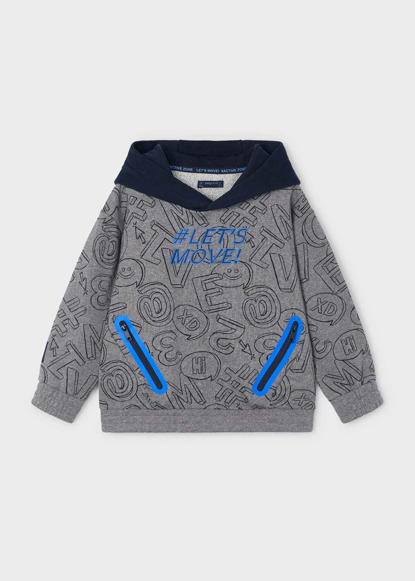 Shop Sudadera estampada capucha contraste niño Sudaderas
