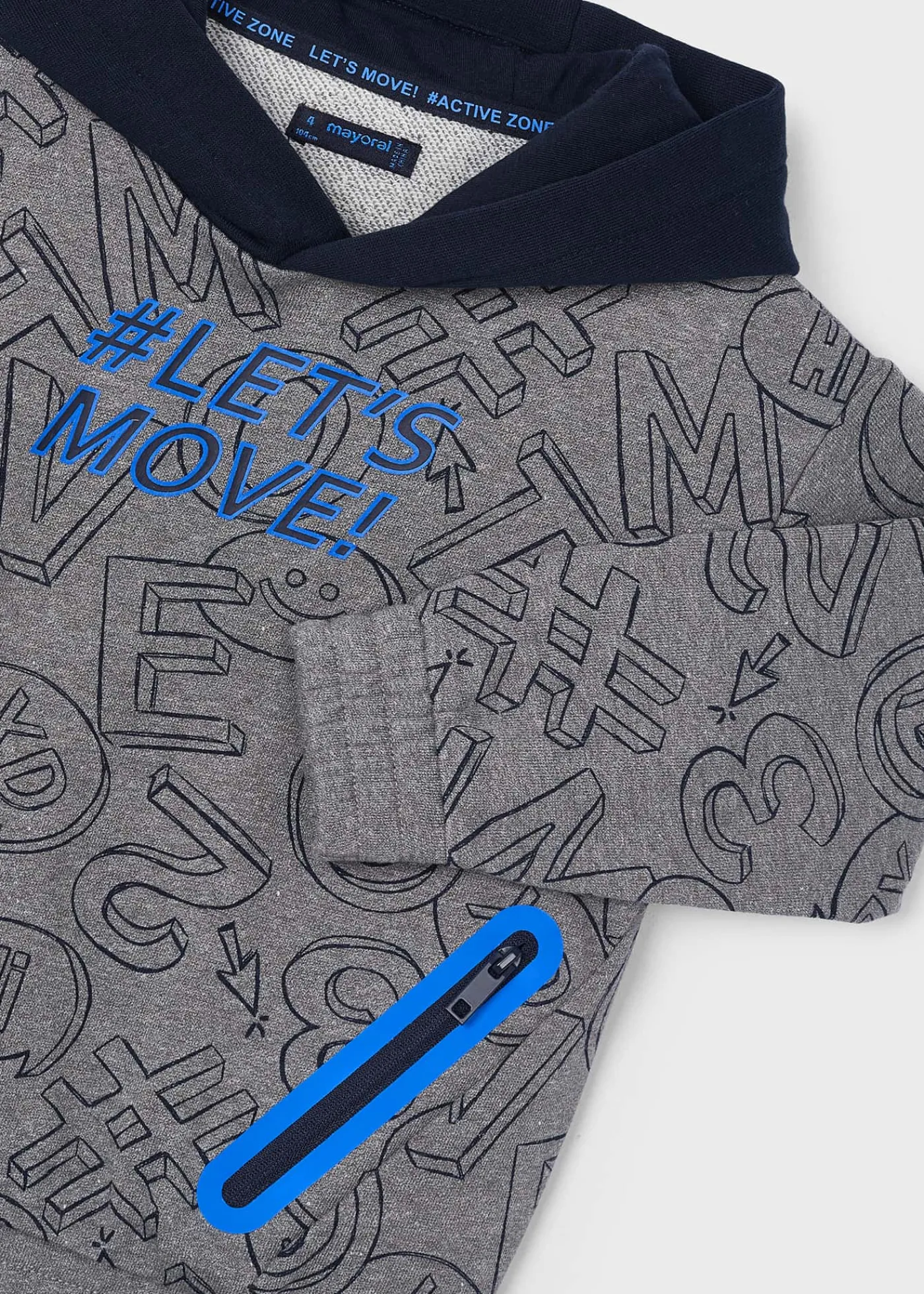 Shop Sudadera estampada capucha contraste niño Sudaderas
