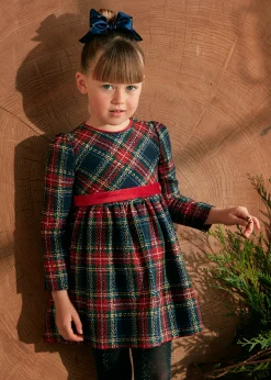Best Vestido cuadros cinta terciopelo niña Vestidos