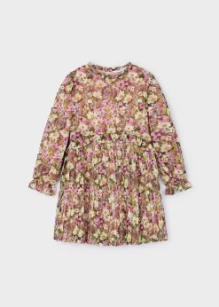 Fashion Vestido estampado gasa plisada niña Vestidos