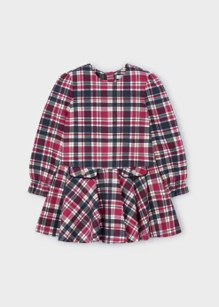 Shop Vestido felpa perchada cuadros niña Vestidos