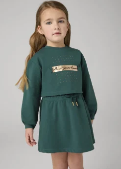 Shop Vestido sin mangas con sudadera texto niña Vestidos