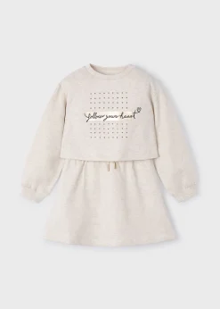 Hot Vestido sin mangas con sudadera texto niña Vestidos