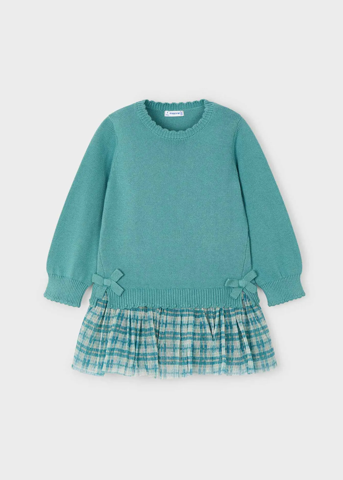 Fashion Vestido tricot tul cuadros niña Vestidos